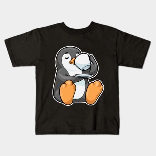 Penguin with Cup of Coffee Kids T-Shirt